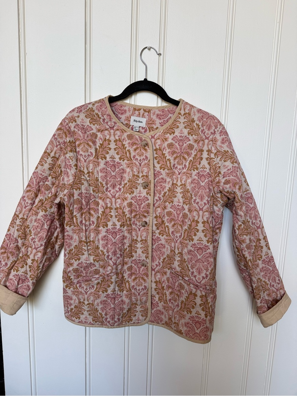 Rhythm Quilted Pink and Beige Damask Jacket